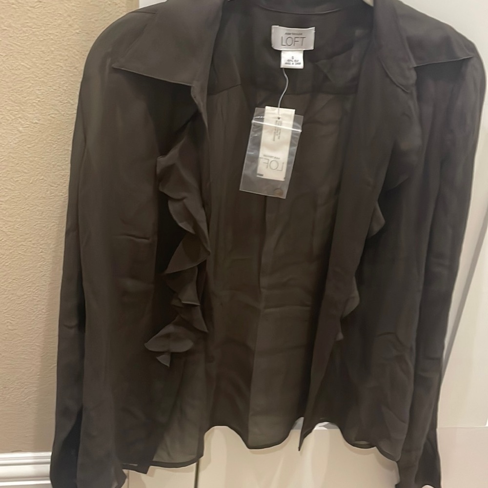 Loft brown sheer blouse